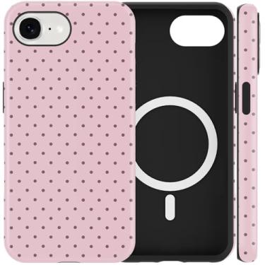 Imagem de Cinysnt Capa de telefone fofa de bolinhas para iPhone 16e capa magnética de 6,1 polegadas, compatível com Magsafe, estampa estética moderna design feminino capa rígida PC à prova de choque macio TPU