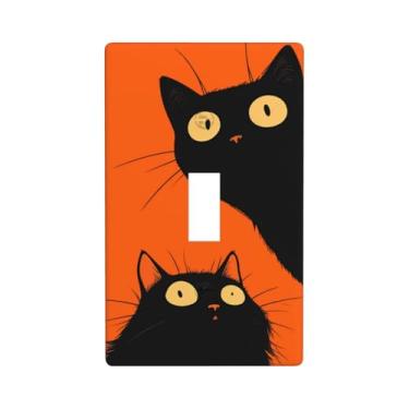 Imagem de Indokyeyqaz Placa decorativa para interruptor de luz de gato preto, placas decorativas de parede, 1 placa de interruptor de grupo e capas de tomada 7 x 11,4 cm para quarto, banheiro, cozinha