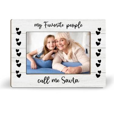 Imagem de iEFEY Porta-retrato Savta 21 x 14 cm, presentes de avó para netos, netos, mães, presente de aniversário, melhor avó, porta-retratos de madeira para 10 x 15 cm para decoração de mesa e mesa