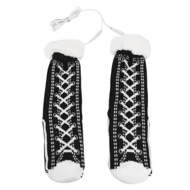 Imagem de Asixxsix Meias Elétricas Aquecidas para Homens e Mulheres, 40 ℃ a 50 ℃, Carregamento USB, lã Antiderrapante Segurança Meias de Aquecimento Elétrico Aquecedor de Pés para Acampamento (BLACK)