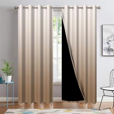 Imagem de DORCEV Cortinas blackout ombré marrom com ilhós, isolamento térmico, bloqueio de luz, cortinas de janela para decoração de quarto e sala de estar, cortinas de escurecimento de quarto gradiente, 134 x