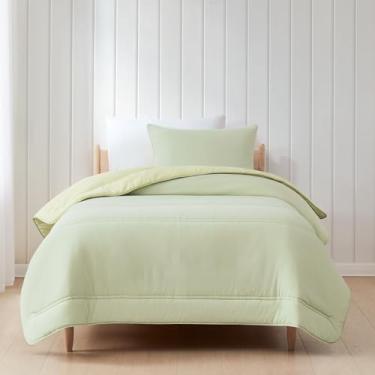 Imagem de Lush Decor Oslo Conjunto de edredom acolchoado macio reversível com 2 peças, verde e amarelo - conjunto de cama infantil - edredom verde - edredom solteiro - decoração minimalista e moderna de