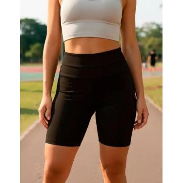 Imagem de Bermuda Ciclista Cintura Alta Suplex Poliamida Zanca Modas Tamanho:PCo