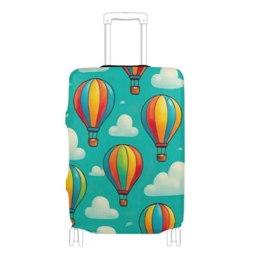 Imagem de Joisal Protetor de bagagem, capas de mala personalizadas, balões de ar quente coloridos, azul-petróleo, pintura para presentes de viagem, manga de bagagem, P, serve para estojo de 45 a 50 cm, Balões