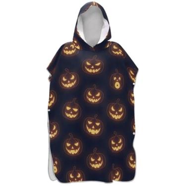 Imagem de Joisal Poncho de surfe para trocador de roupas de banho de praia com capuz ponchos de praia vestíveis para homens assustador laranja marinho