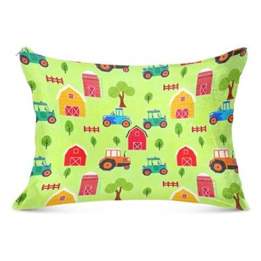 Imagem de Lindos tratores verde grande fronha fofa com zíper longo King Queen fronhas tamanho padrão fronha, tamanho do corpo, 53 cm x 137 cm