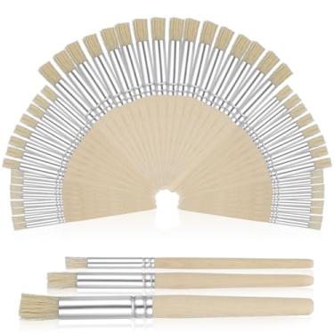 Imagem de 60 pincéis de estêncil de madeira, pincéis de cerdas naturais, pincel de pintura com cabo de madeira para pintura de casa de modelo de parede de madeira, faça você mesmo e pintura acrílica em aquarela