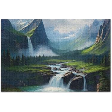 Imagem de Quebra-cabeças de paisagem de montanha, 1000 peças, presentes de festa de elefante branco, quebra-cabeças legais para adultos, arte floral animal, 75 x 40 cm