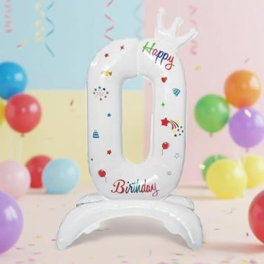 Imagem de 1 balão com número de coroa branca de 81 cm, balão de alumínio para festas de aniversário, casamento e decorações de aniversário