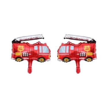 Imagem de Topo De Bolo Temático De Herói Bombeiro Para Menino, Caminhão De Bombe