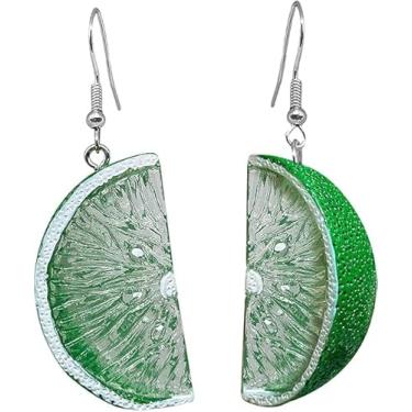 Imagem de RofYof Brincos femininos de limão 3D com pingente de limão fofo e frutas, Small, Resina, Sem pedra preciosa