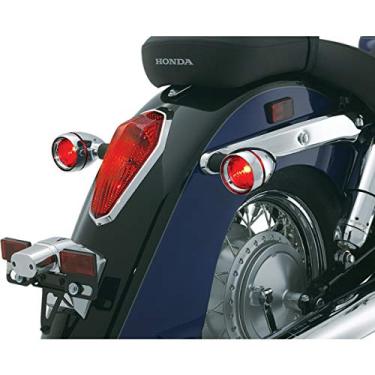 Imagem de Kuryakyn Acessório de iluminação de motocicleta 2269: Luzes traseiras de seta/pisca-pisca Molduras profundas para motocicletas Honda, Kawasaki, lente vermelha, cromada, 1 par