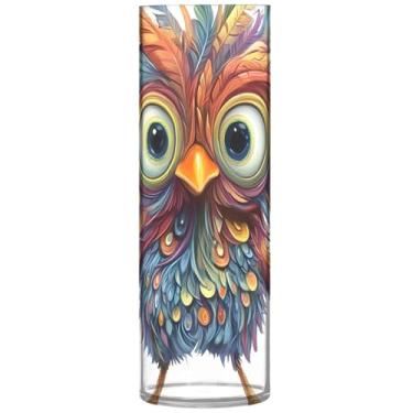 Imagem de Engraçado pássaro peculiar animal cilindro vaso de flores para mesa vasos altos de plástico personalizados vasos bonitos exclusivos para decoração de casa, 30 cm x 9,9 cm