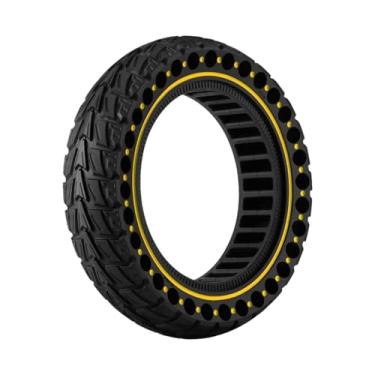 Imagem de IEUDNS Rodas de borracha para patinetes elétricos, fáceis de instalar, com estrutura alveolar, ideais para uso fora de estrada. Pneus de reposição para, Amarelo