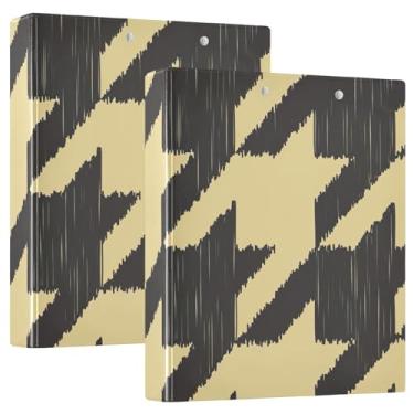 Imagem de Caderno clássico Houndstooth amarelo com 3 anéis, 2 pastas, 3 anéis, fichário de plástico com 3 anéis
