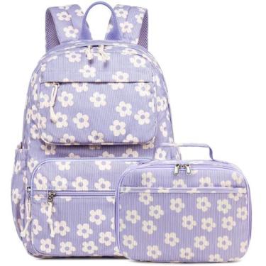 Imagem de Mochila Bluboon para Niñas 31x16x42 cm con Set de Lonchera de Pana