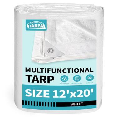 Imagem de Lona TARPAL impermeável branca de 3,6 x 6 m para galpão, acampamento, 