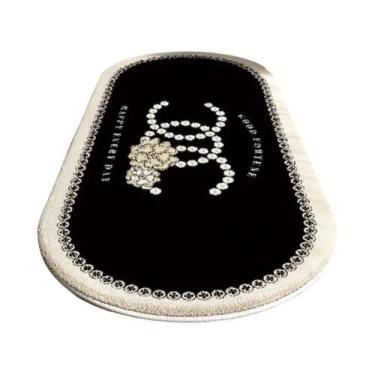 Imagem de Tapete Oval Antiderrapante Imitando Cashmere Com Pequeno Aroma Francês
