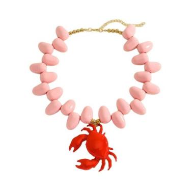 Imagem de Colar De Caranguejo Com Contas De Esmalte Vermelho, Joia De Moda Boêmi