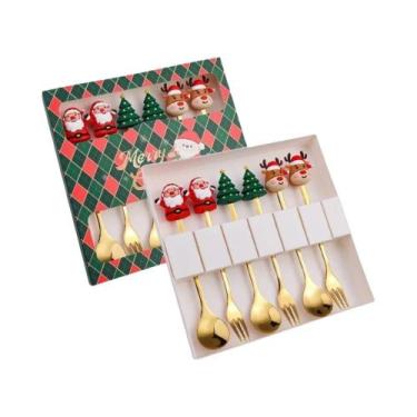 Imagem de Conjunto De Talheres De Aço Inoxidável Com Tema De Natal, Faca, Garfo 