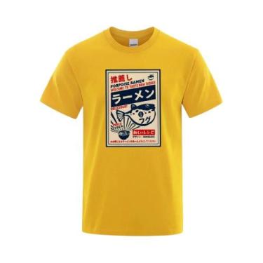 Imagem de Camiseta Casual De Algodão Com Estampa Engraçada De Menu Japonês De Ra