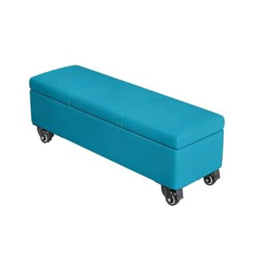 Imagem de Banco De Armazenamento De Extremidade De Cama Com Armazenamento Para Quarto Extremidade Cama Pé Cama Entrada Otomano Com Rodas(Blue,30x40x100cm)