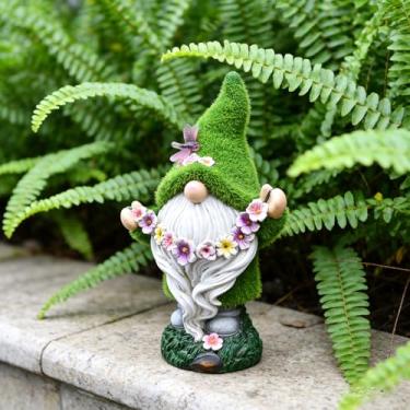 Imagem de Cynkeyee Gnomos de jardim luz para decoração ao ar livre - decorações de jardim engraçadas LED solar para pátio, enfeites de estátuas de jardim doméstico, presentes de inauguração de casa para família