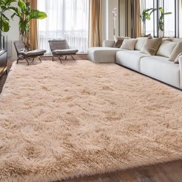 Imagem de Tapete extra grande fofo para quarto, sala de estar, 2,5 x 3,5 m, bege, moderno, tapetes coloridos, tapetes coloridos de pelúcia, berçário, sala de aula, decoração de casa, tapete de cabeceira com