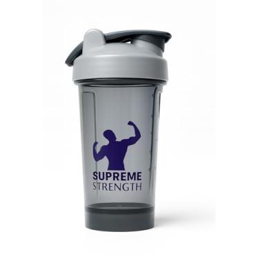 Imagem de Supreme Strength Coqueteleira de proteína de 500 ml – Coqueteleira clássica sem BPA para academia, esportes e atividades ao ar livre – Garrafa de água à prova de vazamento para proteína em pó
