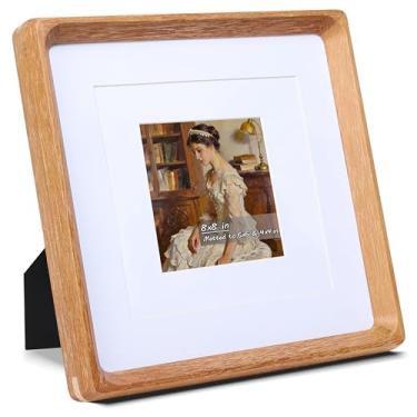 Imagem de Gdfmsc Moldura quadrada de 20 x 20 cm com tapete para 10 x 10 x 15 cm, canto arredondado feito à mão com vidro verdadeiro, moldura de parede e mesa para galeria de fotos vertical ou horizontal