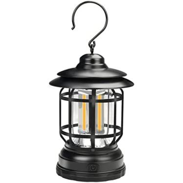 Imagem de Lâmpada De Acampamento Retrô Para Acampamento Ao Ar Livre COB Lanterna Portátil LED Lâmpadas De Emergência Estilo Nórdico Luz Para Barraca De Acampamento Luzes De Cavalo Retrô,Preto,Collector88