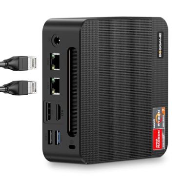 Imagem de BOSGAME P4 Mini PC, Computadores Desktop Ryzen 7 5825U Light Gaming PC, 32GB de RAM DDR4, SSD M.2 NVMe de 1TB, PC de mesa com três monitores, portas LAN 2,5G duplas, WiFi 6E, BT 5.2