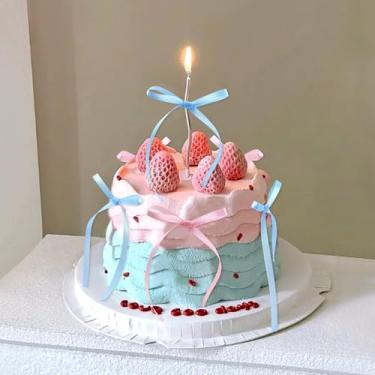 Imagem de Topper de cupcake com laço laço de aniversário coquete laço vermelho pé alto balão decoração de parede bolo de noiva sobremesa palhetas bebê meninas meninos casamento suprimentos de festa rosa azul 40