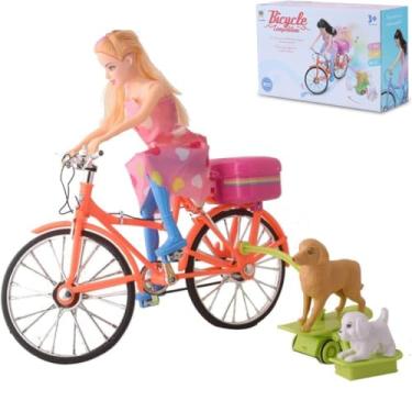 Imagem de Boneca com Bicicleta Infantil a Pilha – Movimento Automático, Luzes e Sons