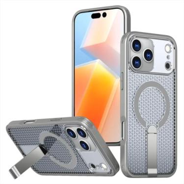 Imagem de Capa de celular dobrável com dissipação de calor magnética para iPhone 17 Air 16e 16 15 14 13 12 11 Pro Max com protetor de lente (para iPhone 12/Cinza)