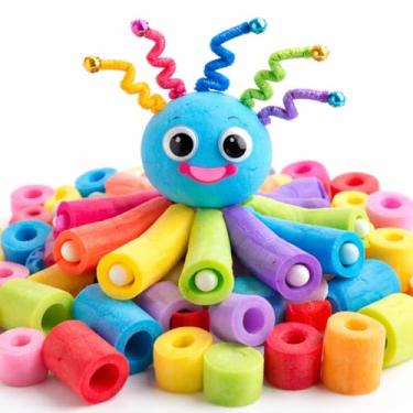 Imagem de Frienda 50 peças de pedaços de macarrão de piscina, multicoloridos, artesanal, corda de macarrão para piscina, tamanho pequeno, versátil, espuma mista, tubo de espuma flutuante para brincar ou fazer