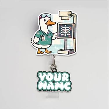 Imagem de Carretel de crachá de ganso engraçado do departamento de inspeção de raios-X, decoração de cartão de identificação com crachá de ganso retrátil de 61 cm, presente fofo de enfermeira para trabalhador