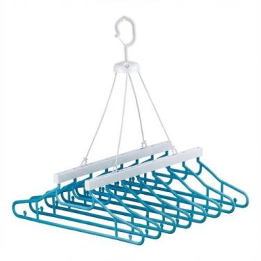 Imagem de Varal de Plástico com 8 Cabides Azul  Compacto, Prático e Econômico - 