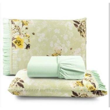 Imagem de Jogo de Lençol Solteiro Com Detalhe de Babado Algodão 180 Fios 02 Peça