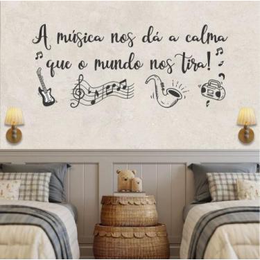 Imagem de Adesivo de Parede Musica Violão Sax Notas Instrumentos Musicais Show B