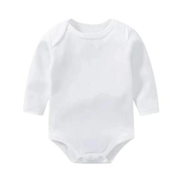 Imagem de Bodies De Manga Longa Brancos Para Bebês De 0 a 12 Meses, Macacões De 
