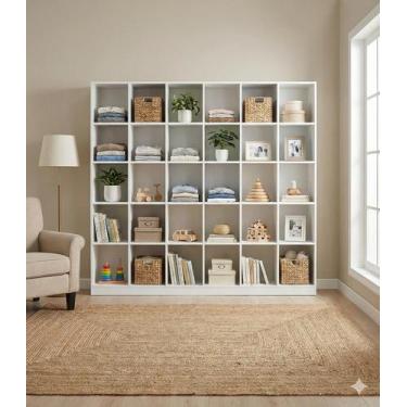 Imagem de Armário Colmeia Estante Organizador Livreiro Multiuso 30 Nichos Branco