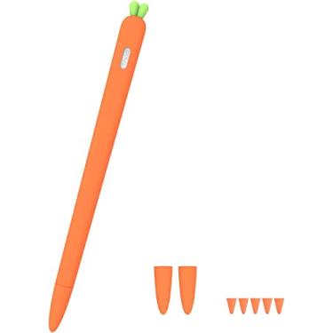 Imagem de Love Mei Capa de silicone para Apple Pencil para 2ª geração capa protetora de pele capa magnética e capa de ponta antiderrapante suave acessórios de cenoura fofos para iPad Pro