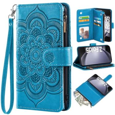 Imagem de Asuwish Capa de telefone para Samsung Galaxy Z Fold 5 5G 2023 capa carteira com protetor de tela de vidro temperado e flor de couro flip porta-cartão de crédito acessórios para celular ZFold5 Z5 G