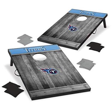 Imagem de Wild Sports Conjunto de cornhole NFL Tennessee Titans de madeira MDF de 6 x 9 cm - Design de madeira cinza