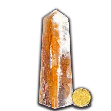 Imagem de Obelisco Aragonita Raio Laranja Lapidação Manual 9 a 12 cm - Cristaisd