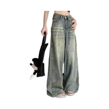 Imagem de Calças Jeans Femininas De Cintura Alta Y2K, Largas E Retas, Estilo Cas