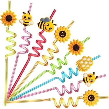 Imagem de 24 lembrancinhas de festa de abelha, girassol, mel, canudos de brindes, presentes para festa de aniversário de crianças com 2 escovas de limpeza
