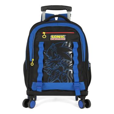 Imagem de Mochila Escolar Sonic Rodinhas 360° Com Alças Azul Luxcel