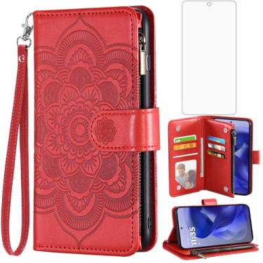 Imagem de Asuwish Capa de telefone para Motorola Moto G Power 5G 2025/G Play 2025 Capa carteira com protetor de tela de vidro temperado e flor flip porta-cartão de crédito suporte acessórios para celular XT2515